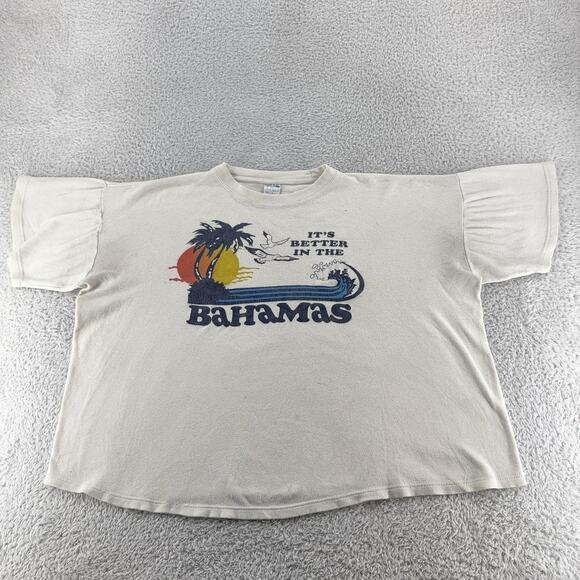 Vintage Bahamas Shirt Mens 2XL Graphic Tee Palm Trees Travel Souvenir 80s - Picture 2 of 8